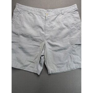 Tommy Bahama Cargo Shorts Men 44 Blue Relax Grid Tencel Cotton Blend Casual